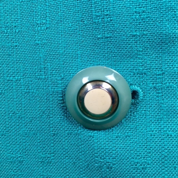 Vintage Turquoise Midi Dress with Navy Trim - Picture 7 of 12